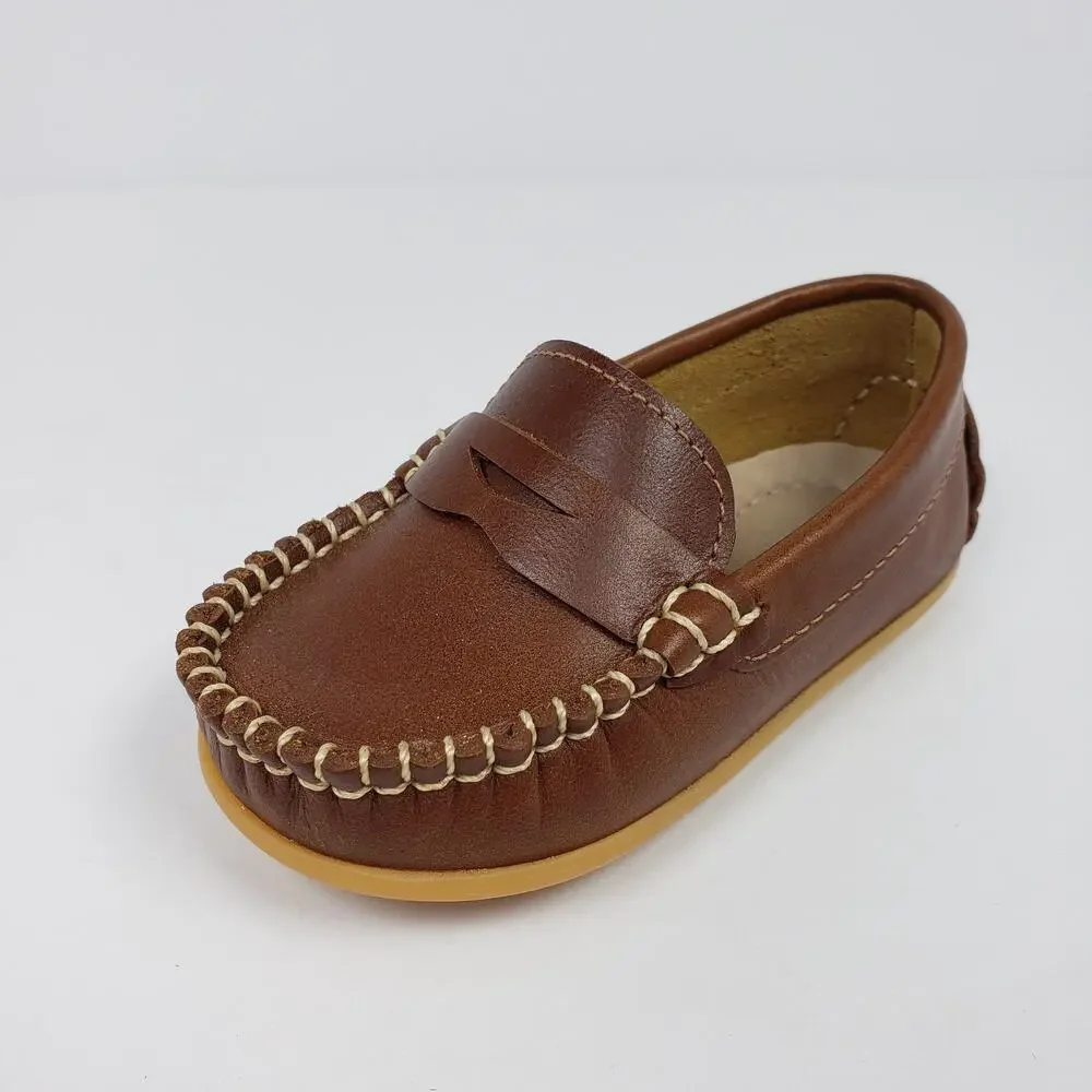 Elephantito Alex Drivers Baby Boys Sz 6 Brown Leather Slip On Casual Loafer Shoe